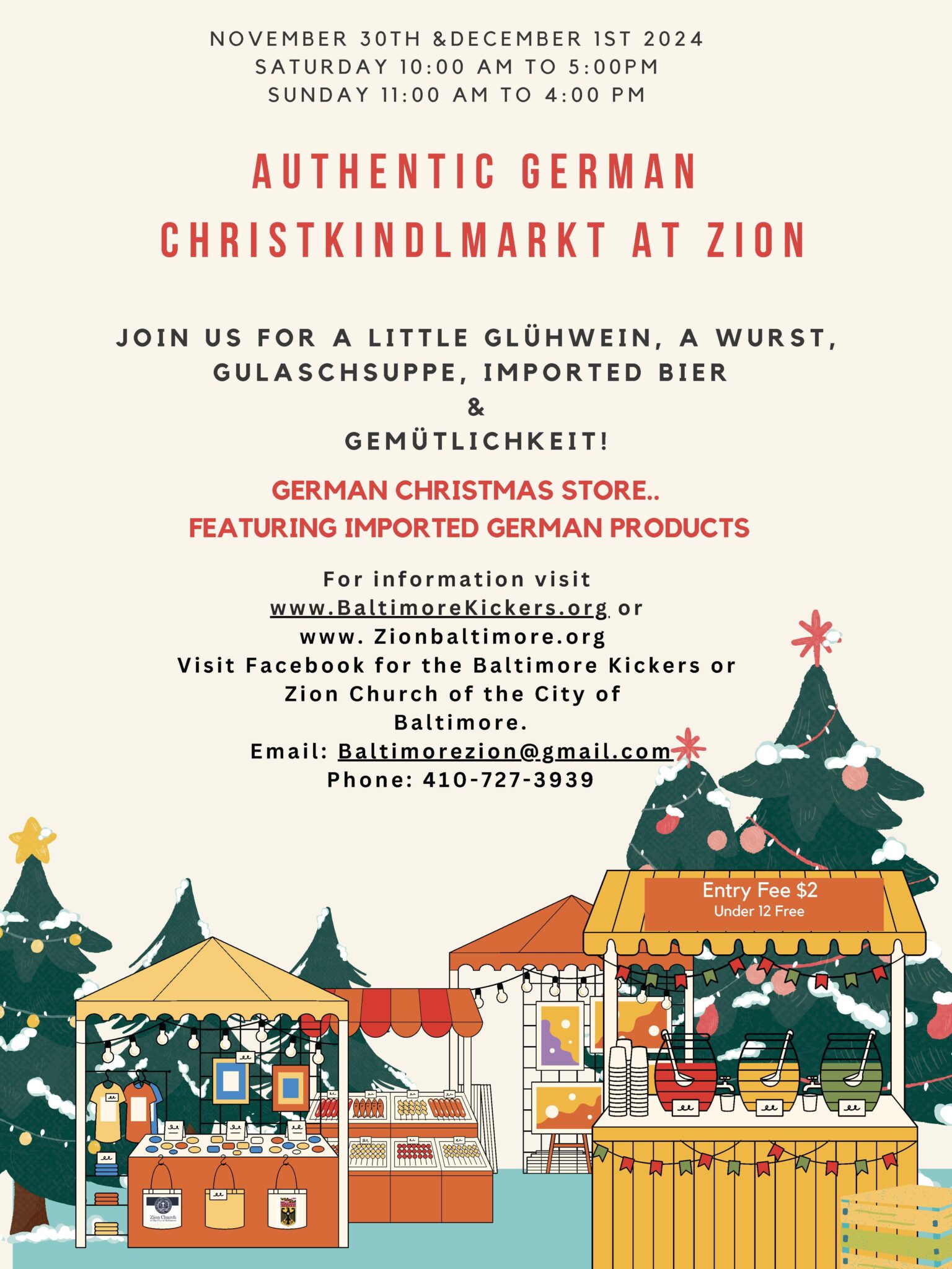 Christkndlmarkt November 30th and December 1st Zion Church of the